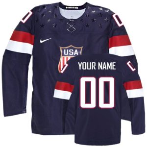 Olympic Hockey Premier Navy Blau Benutzerdefinierte Team USA Auswärts 2014